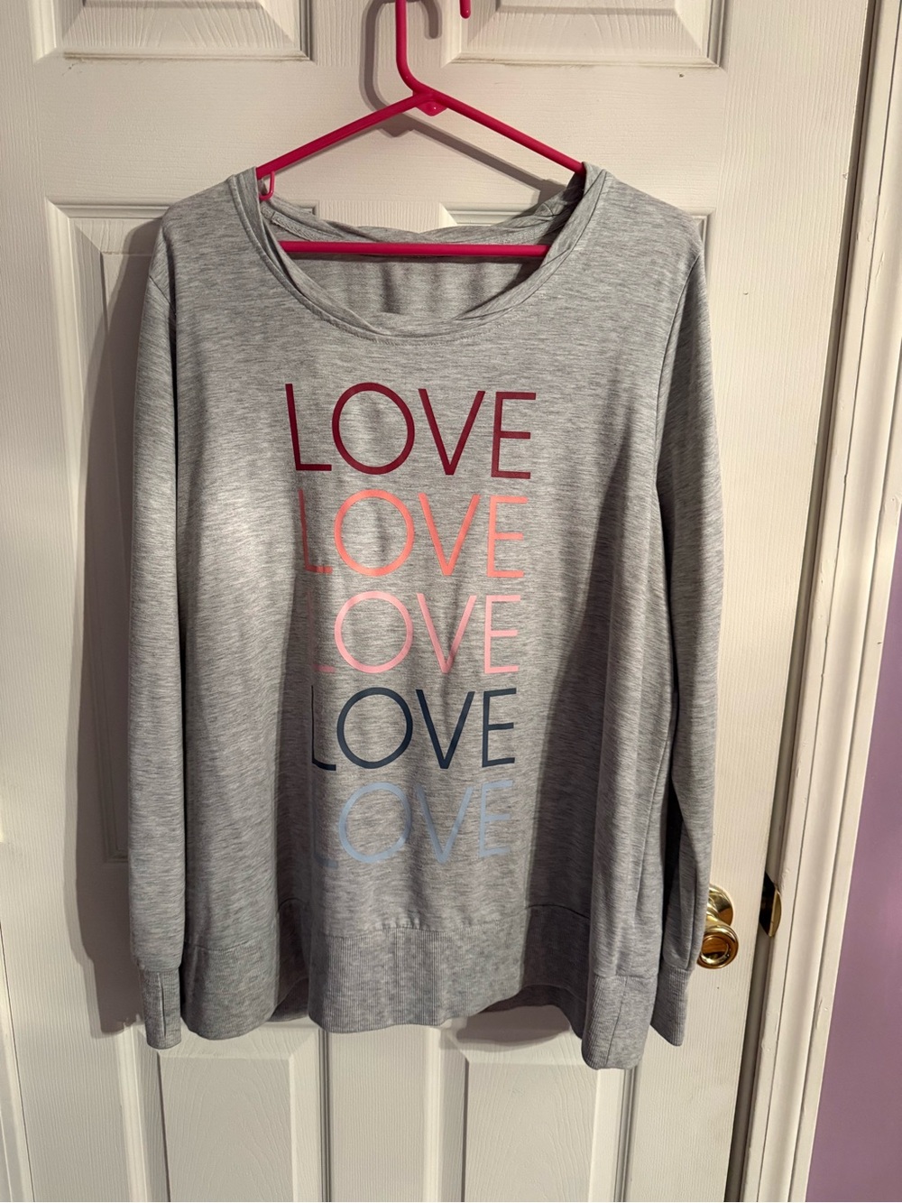 Gray "Love" Graphic Long-Sleeve Top